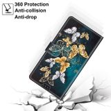 Peňaženkové kožené puzdro DRAWING na Xiaomi Redmi Note 9 - Gold Silver Flying Butterflies