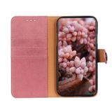 Peňaženkové kožené puzdro KHAZNEH Hovädzia kože na iPhone 13 Pro Max - Ružová