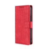 Peňaženkové kožené puzdro Crocodile Clasp na Xiaomi Redmi Note 10/10S - Červená