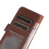 Peňaženkové kožené puzdro Litchi Texture na Moto G10/G20/G30 - Hnedá