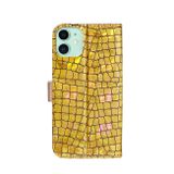 Peňaženkové Glitter puzdro CROCODILE na iPhone 13 Mini - Zlatá