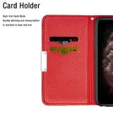 Peňaženkové púzdro Litchi na iPhone 11 pro- červená