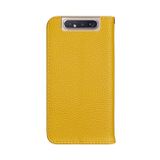 Peňaženkové kožené puzdro na Samsung Galaxy A80 - Žltý