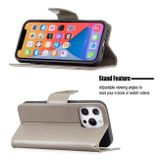 Peňaženkové kožené puzdro BUTTERFLIES na iPhone 13 Mini - Šedá