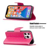 Peňaženkové kožené puzdro BUTTERFLIES na iPhone 13 - Rose Red