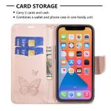 Peňaženkové kožené puzdro BUTTERFLIES na iPhone 13 - Ružovozlatá