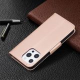 Peňaženkové kožené puzdro BUTTERFLIES na iPhone 13 Pro Max - Ružovozlatá