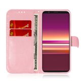 Peňaženkové kožené puzdro TILES na Sony Xperia 5 - Ružová