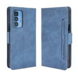 Peňaženkové kožené puzdro Calf Pattern na Motorola Edge 20 Pro - Modrá