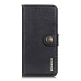 Peňaženkové kožené puzdro KHAZNEH Hovädzia koža Xiaomi Redmi 10 - Čierna