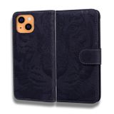 Peňaženkové kožené puzdro TIGER na iPhone 13 - Čierna