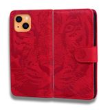 Peňaženkové kožené puzdro TIGER na iPhone 13 - Červená