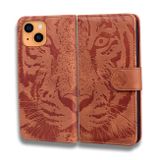 Peňaženkové kožené puzdro TIGER na iPhone 13 - Hnedá