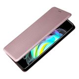 Peňaženkové kožené puzdro Carbon Fiber na Motorola Edge 20 - Ružová