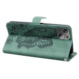 Peňaženkové kožené puzdro BUTTERFLIES na iPhone 13 Mini - Zelená