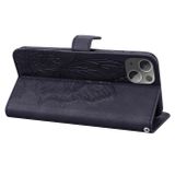 Peňaženkové kožené puzdro BUTTERFLIES na iPhone 13 Mini - Čierna