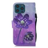 Peňaženkové 3D puzdro DRAWING na iPhone 13 Pro - Purple Flower