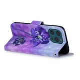 Peňaženkové 3D puzdro DRAWING na iPhone 13 Pro Max - Purple Flower