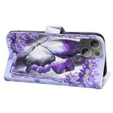 Peňaženkové 3D puzdro PAINTED na iPhone 13 - Purple Flower Butterfly