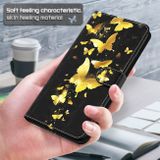 Peňaženkové 3D puzdro PAINTING na iPhone 13 Mini - Gold Butterflies