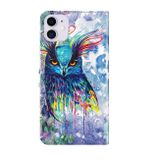 Peňaženkové 3D puzdro PAINTING na iPhone 13 Pro Max - Watercolor Owl