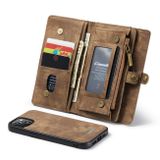 Multifunkčné peňaženkové puzdro CaseMe na iPhone 13 Mini - Hnedá
