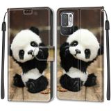 Peňaženkové kožené puzdro DRAWING na Xiaomi Redmi Note 10 5G - Wood Board Panda