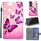 Peňaženkové kožené puzdro DRAWING na Huawei P50 - Gradient Pink Flying Butterflies