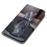 Peňaženkové kožené puzdro DRAWING na Oppo A54 5G - Cat Becomes Tiger