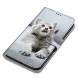 Peňaženkové kožené puzdro DRAWING na Oppo A54 5G - Small Gray Cat