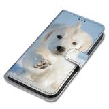 Peňaženkové kožené puzdro DRAWING na Oppo A54 5G - Snow Puppy