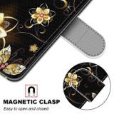 Peňaženkové kožené puzdro DRAWING na Oppo A54 5G - Gold Diamond Butterfly