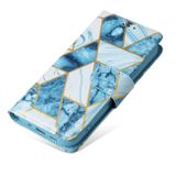 Peňaženkové kožené puzdro MARBLE na iPhone 13 Mini - Modrá