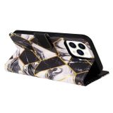 Peňaženkové kožené puzdro MARBLE na iPhone 13 Pro - Čierna