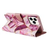 Peňaženkové kožené puzdro MARBLE na iPhone 13 Pro Max - Fialová