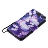 Peňaženkové 3D puzdro PAINTED na iPhone 13 Mini - Purple Butterfly