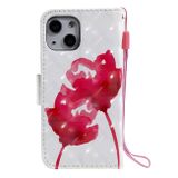 Peňaženkové 3D puzdro PAINTED na iPhone 13 Mini - Red Rose