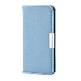 Peňaženkové kožené puzdro LITCHI na Xiaomi Redmi Note 9T - Modrá