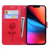 Peňaženkové kožené puzdro ROSE na iPhone 13 Mini - Červená