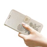 Peňaženkové kožené puzdro ROSE na iPhone 13 - Zlatá