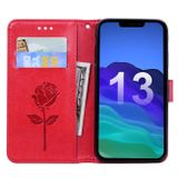 Peňaženkové kožené puzdro ROSE na iPhone 13 - Červená