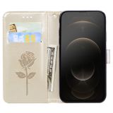 Peňaženkové kožené puzdro ROSE na iPhone 13 Pro Max - Zlatá