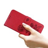 Peňaženkové kožené puzdro ROSE na iPhone 13 Pro Max - Červená