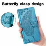 Peňaženkové kožené puzdro Butterfly Love na Motorola Edge 20 - Modrá