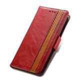Peňaženkové kožené puzdro Business na Motorola Edge 20 Lite - Červená