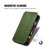 Peňaženkové kožené puzdro Cubic Grid na Motorola Edge 20 Lite - Zelená
