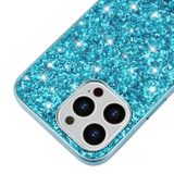 Gumený Glitter kryt na iPhone 13 - Modrá