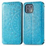 Peňaženkové kožené puzdro Blooming Mandala na Motorola Edge 20 Lite - Modrá