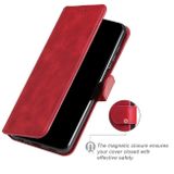 Peňaženkové kožené puzdro CALF TEXTURE na Motorola Edge 20 Pro - Červená