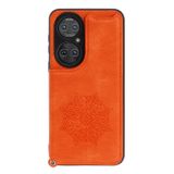 Kožený kryt MANDALA na Huawei P50 - Oranžová